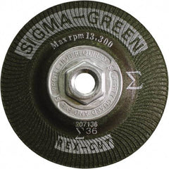 Rex Cut Product - 36 Grit, 4-1/2" Wheel Diam, Type 27 Depressed Center Wheel - Zirconia Alumina/Aluminum Oxide Blend - Makers Industrial Supply