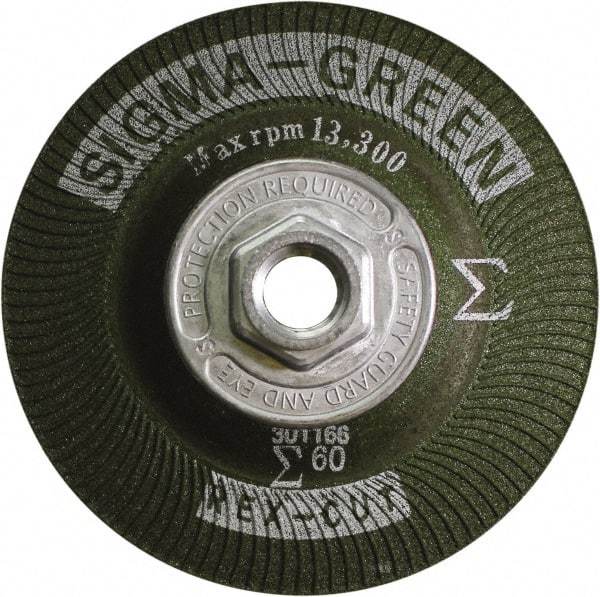 Rex Cut Product - 60 Grit, 4-1/2" Wheel Diam, Type 27 Depressed Center Wheel - Zirconia Alumina/Aluminum Oxide Blend - Makers Industrial Supply