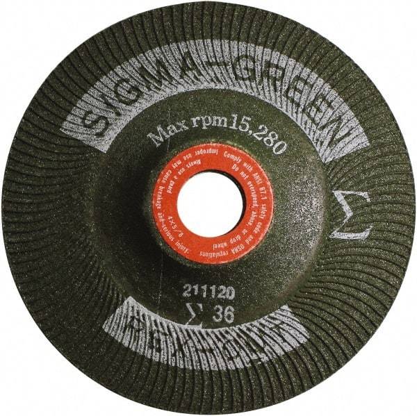 Rex Cut Product - 36 Grit, 4" Wheel Diam, 5/8" Arbor Hole, Type 27 Depressed Center Wheel - Zirconia Alumina/Aluminum Oxide Blend - Makers Industrial Supply