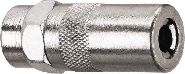 DeWALT - 10,000 Operating psi, 2" Long, 1/8 Thread, Nickel Plated Brass Fixed Grease Gun Coupler - NPT Thread, 10,000 psi Burst Pressure, Silver - Makers Industrial Supply