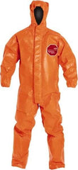 Dupont - Size 5XL Film Laminate Chemical Resistant Flame Resistant/Retardant Coveralls - Orange, Zipper Closure, Elastic Cuffs, Elastic Ankles - Makers Industrial Supply