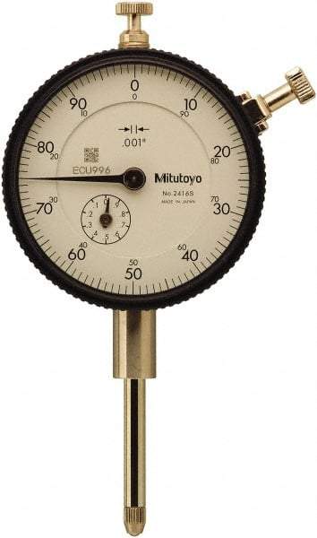 Mitutoyo - 1" Range, 0-100 Dial Reading, 0.001" Graduation Dial Drop Indicator - 57mm Dial, 0.1" Range per Revolution, 0.002" Accuracy, Includes NIST Traceability Certification - Makers Industrial Supply