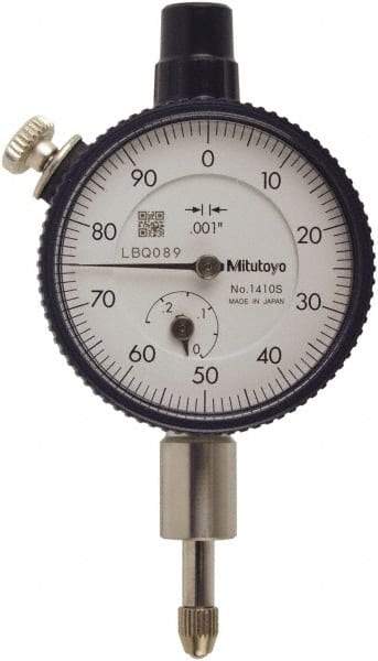 Mitutoyo - 0.025" Range, 0-100 Dial Reading, 0.001" Graduation Dial Drop Indicator - 40mm Dial, 0.1" Range per Revolution, 0.0001" Accuracy, Includes NIST Traceability Certification - Makers Industrial Supply