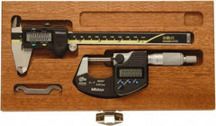 Mitutoyo - 4 Piece, Caliberated Machinist Caliper and Micrometer Tool Kit - 0 to 6 Inch Caliper, 0.0005 Inch Caliper Resoluion, 0 to 1 Inch Micrometer, 0.0001 Inch Graduation, 0.0005 Inch Resoluion - Makers Industrial Supply