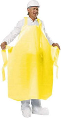 PolyConversions - 35" Wide x 55" Long x 8 mil Thick Chemical Resistant Bib Apron - Polyolefin, Yellow, Waterproof, Resists Chemicals, Fats, Oils, Dry Particles, Liquid Splashes - Makers Industrial Supply