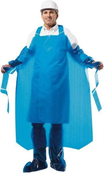 PolyConversions - 35" Wide x 55" Long x 8 mil Thick Chemical Resistant Bib Apron - Polyolefin, Blue, Waterproof, Resists Chemicals, Fats, Oils, Dry Particles, Liquid Splashes - Makers Industrial Supply