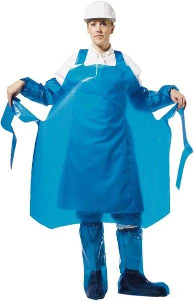 PolyConversions - 35" Wide x 55" Long x 6 mil Thick Chemical Resistant Bib Apron - Polyolefin, Blue, Waterproof, Resists Chemicals, Fats, Oils, Dry Particles, Liquid Splashes - Makers Industrial Supply