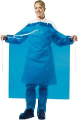 PolyConversions - 35" Wide x 45" Long x 4 mil Thick Chemical Resistant Bib Apron - Polyolefin, Blue, Waterproof, Resists Chemicals, Fats, Oils, Dry Particles, Liquid Splashes - Makers Industrial Supply