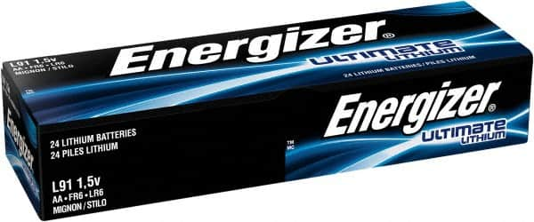 Energizer - Size AA, Lithium, Standard Battery - 1.5 Volts, Button Tab Terminal, FR6 - Makers Industrial Supply