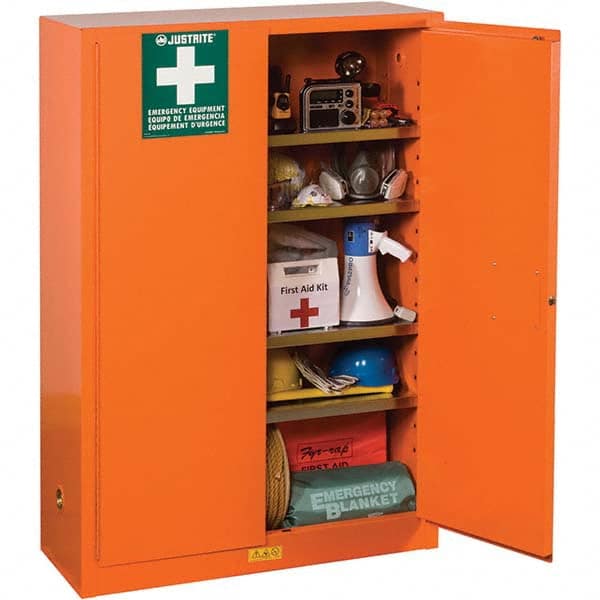 Justrite - Empty First Aid Cabinets & Cases Type: Emergency Preparedness Storage Cabinet Height (Inch): 65 - Makers Industrial Supply