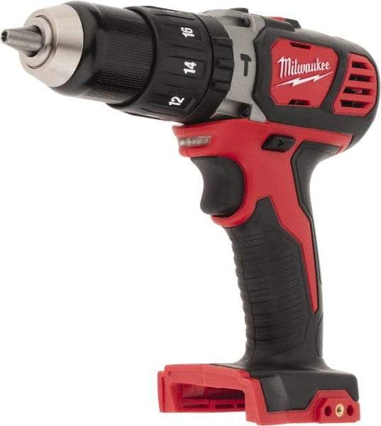 Milwaukee Tool - 18 Volt 1/2" Keyless Chuck Cordless Hammer Drill - 0 to 28,800 BPM, 0 to 1,800 RPM, Reversible - Makers Industrial Supply