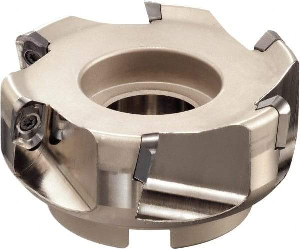 Sumitomo - 4 Inserts, 80mm Cut Diam, 25.4mm Arbor Diam, 22mm Max Depth of Cut, Indexable Square-Shoulder Face Mill - 50mm High, AECT 1604 Insert Compatibility, Through Coolant, Series WaveMill - Makers Industrial Supply