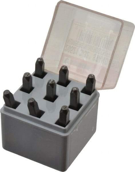 C.H. Hanson - 9 Piece, 3/32" Character Steel Stamp Set - Figures, Standard - Makers Industrial Supply