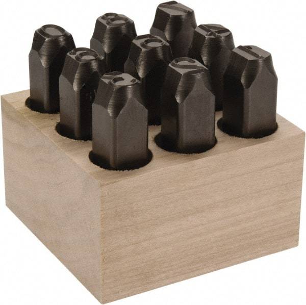 C.H. Hanson - 9 Piece, 1/2" Character Steel Stamp Set - Figures, Standard - Makers Industrial Supply