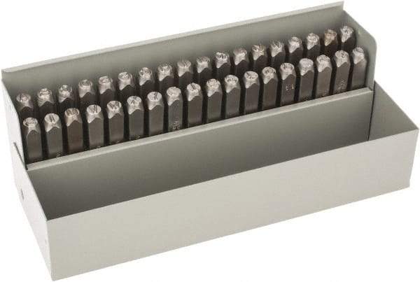 C.H. Hanson - 36 Piece, 1/4" Character Steel Stamp Set - Letters & Figures, Standard - Makers Industrial Supply