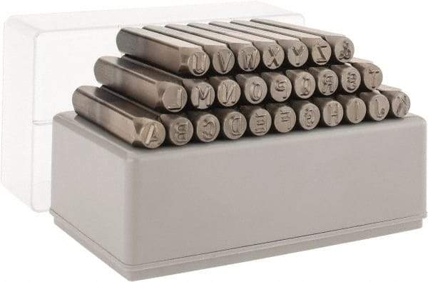 C.H. Hanson - 27 Piece, 1/4" Character Steel Stamp Set - Letters, Heavy Duty - Makers Industrial Supply