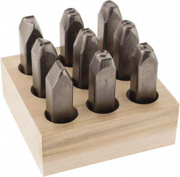 C.H. Hanson - 9 Piece, 1/2" Character Steel Stamp Set - Figures, Heavy Duty - Makers Industrial Supply