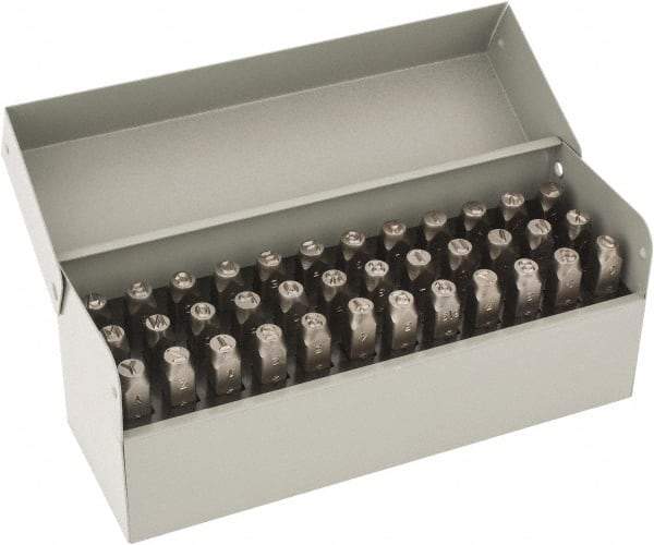 C.H. Hanson - 36 Piece, 1/4" Character Steel Stamp Set - Letters & Figures, Heavy Duty - Makers Industrial Supply