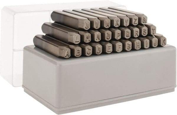 C.H. Hanson - 27 Piece, 3/16" Character Steel Stamp Set - Letters, Reverse - Makers Industrial Supply