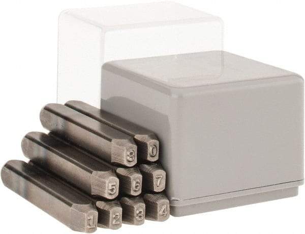 C.H. Hanson - 9 Piece, 1/8" Character Steel Stamp Set - Figures, Reverse - Makers Industrial Supply