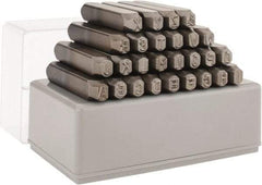 C.H. Hanson - 27 Piece, 1/4" Character Steel Stamp Set - Letters, Low Stress Round Face Full - Makers Industrial Supply