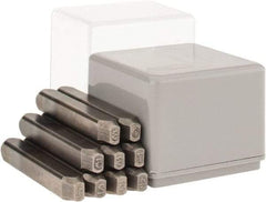 C.H. Hanson - 9 Piece, 1/8" Character Steel Stamp Set - Figures, Low Stress Round Face Dot - Makers Industrial Supply