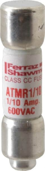 Ferraz Shawmut - 600 VAC/VDC, 0.1 Amp, Fast-Acting General Purpose Fuse - Clip Mount, 1-1/2" OAL, 100 at DC, 200 at AC kA Rating, 13/32" Diam - Makers Industrial Supply