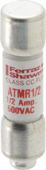 Ferraz Shawmut - 600 VAC/VDC, 0.5 Amp, Fast-Acting General Purpose Fuse - Clip Mount, 1-1/2" OAL, 100 at DC, 200 at AC kA Rating, 13/32" Diam - Makers Industrial Supply