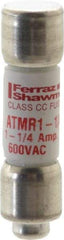 Ferraz Shawmut - 600 VAC/VDC, 1.25 Amp, Fast-Acting General Purpose Fuse - Clip Mount, 1-1/2" OAL, 100 at DC, 200 at AC kA Rating, 13/32" Diam - Makers Industrial Supply