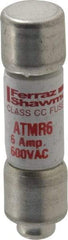 Ferraz Shawmut - 600 VAC/VDC, 6 Amp, Fast-Acting General Purpose Fuse - Clip Mount, 1-1/2" OAL, 100 at DC, 200 at AC kA Rating, 13/32" Diam - Makers Industrial Supply