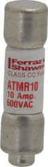 Ferraz Shawmut - 600 VAC/VDC, 10 Amp, Fast-Acting General Purpose Fuse - Clip Mount, 1-1/2" OAL, 100 at DC, 200 at AC kA Rating, 13/32" Diam - Makers Industrial Supply