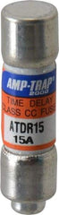 Ferraz Shawmut - 300 VDC, 600 VAC, 15 Amp, Time Delay General Purpose Fuse - Clip Mount, 1-1/2" OAL, 100 at DC, 200 at AC kA Rating, 13/32" Diam - Makers Industrial Supply