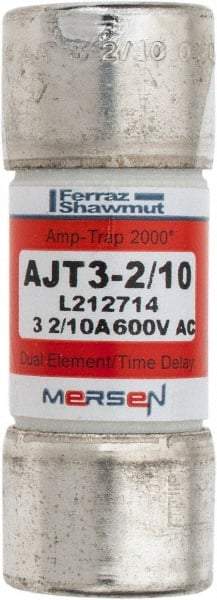 Ferraz Shawmut - 500 VDC, 600 VAC, 3.2 Amp, Time Delay General Purpose Fuse - Clip Mount, 2-1/4" OAL, 100 at DC, 200 at AC, 300 (Self-Certified) kA Rating, 13/16" Diam - Makers Industrial Supply