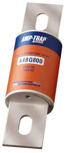 Ferraz Shawmut - 500 VDC, 600 VAC, 800 Amp, Time Delay General Purpose Fuse - Bolt-on Mount, 10-3/4" OAL, 100 at DC, 200 at AC, 300 (Self-Certified) kA Rating, 2-1/2" Diam - Makers Industrial Supply