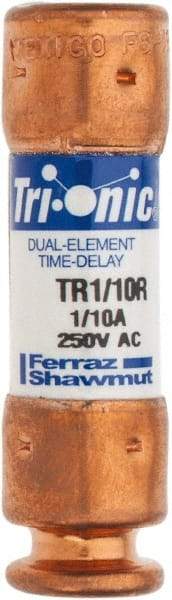 Ferraz Shawmut - 250 VAC/VDC, 0.1 Amp, Time Delay General Purpose Fuse - Clip Mount, 50.8mm OAL, 20 at DC, 200 at AC kA Rating, 9/16" Diam - Makers Industrial Supply