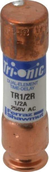 Ferraz Shawmut - 250 VAC/VDC, 0.5 Amp, Time Delay General Purpose Fuse - Clip Mount, 50.8mm OAL, 20 at DC, 200 at AC kA Rating, 9/16" Diam - Makers Industrial Supply