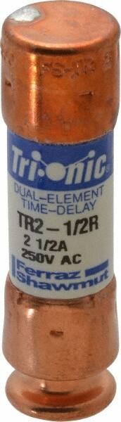 Ferraz Shawmut - 250 VAC/VDC, 2.5 Amp, Time Delay General Purpose Fuse - Clip Mount, 50.8mm OAL, 20 at DC, 200 at AC kA Rating, 9/16" Diam - Makers Industrial Supply