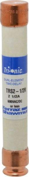 Ferraz Shawmut - 600 VAC/VDC, 2.5 Amp, Time Delay General Purpose Fuse - Clip Mount, 127mm OAL, 20 at DC, 200 at AC kA Rating, 13/16" Diam - Makers Industrial Supply