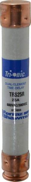 Ferraz Shawmut - 300 VDC, 600 VAC, 25 Amp, Time Delay General Purpose Fuse - Clip Mount, 127mm OAL, 20 at DC, 200 at AC kA Rating, 13/16" Diam - Makers Industrial Supply