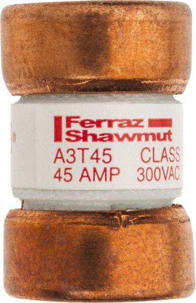 Ferraz Shawmut - 160 VDC, 300 VAC, 45 Amp, Fast-Acting General Purpose Fuse - Clip Mount, 7/8" OAL, 200 at AC, 50 at DC kA Rating, 9/16" Diam - Makers Industrial Supply