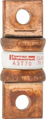 Ferraz Shawmut - 160 VDC, 300 VAC, 70 Amp, Fast-Acting General Purpose Fuse - Bolt-on Mount, 2-5/32" OAL, 200 at AC, 50 at DC kA Rating, 13/16" Diam - Makers Industrial Supply