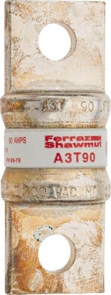 Ferraz Shawmut - 160 VDC, 300 VAC, 90 Amp, Fast-Acting General Purpose Fuse - Bolt-on Mount, 2-5/32" OAL, 200 at AC, 50 at DC kA Rating, 13/16" Diam - Makers Industrial Supply