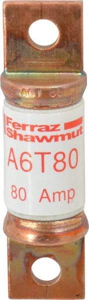 Ferraz Shawmut - 300 VDC & 600 VAC, 80 Amp, Fast-Acting General Purpose Fuse - Bolt-on Mount, 75mm OAL, 100 at DC, 200 at AC kA Rating, 13/16" Diam - Makers Industrial Supply