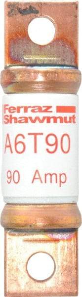 Ferraz Shawmut - 300 VDC & 600 VAC, 90 Amp, Fast-Acting General Purpose Fuse - Bolt-on Mount, 75mm OAL, 100 at DC, 200 at AC kA Rating, 13/16" Diam - Makers Industrial Supply