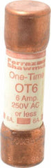 Ferraz Shawmut - 250 VAC/VDC, 6 Amp, Fast-Acting General Purpose Fuse - Clip Mount, 50.8mm OAL, 20 at DC, 50 at AC kA Rating, 9/16" Diam - Makers Industrial Supply