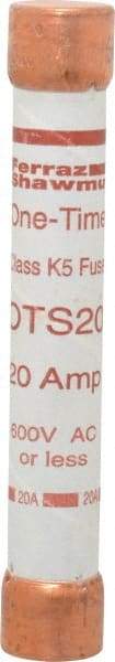 Ferraz Shawmut - 300 VDC, 600 VAC, 20 Amp, Fast-Acting General Purpose Fuse - Clip Mount, 127mm OAL, 20 at DC, 50 at AC kA Rating, 13/16" Diam - Makers Industrial Supply