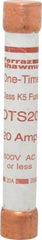 Ferraz Shawmut - 300 VDC, 600 VAC, 20 Amp, Fast-Acting General Purpose Fuse - Clip Mount, 127mm OAL, 20 at DC, 50 at AC kA Rating, 13/16" Diam - Makers Industrial Supply