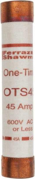 Ferraz Shawmut - 300 VDC, 600 VAC, 45 Amp, Fast-Acting General Purpose Fuse - Clip Mount, 5-1/2" OAL, 20 at DC, 50 at AC kA Rating, 1-1/16" Diam - Makers Industrial Supply