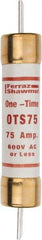 Ferraz Shawmut - 300 VDC, 600 VAC, 75 Amp, Fast-Acting General Purpose Fuse - Clip Mount, 7-7/8" OAL, 20 at DC, 50 at AC kA Rating, 1-5/16" Diam - Makers Industrial Supply