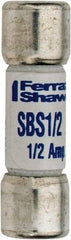 Ferraz Shawmut - 600 VAC, 0.5 Amp, Fast-Acting General Purpose Fuse - Clip Mount, 1-3/8" OAL, 100 at AC kA Rating, 13/32" Diam - Makers Industrial Supply